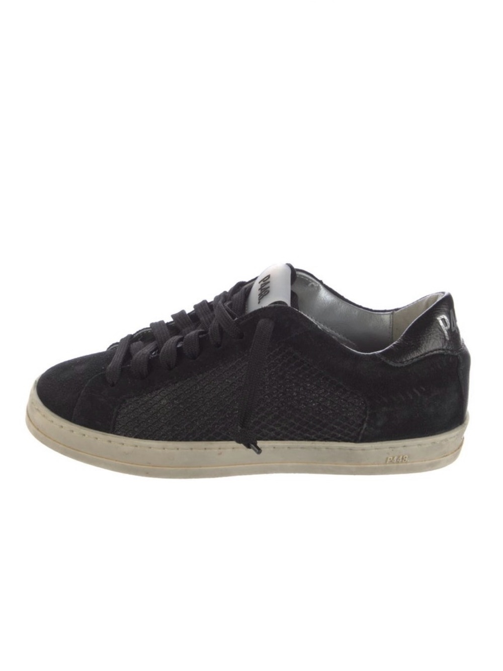 P448 Black Low-Top Suede & Mesh Sneaker